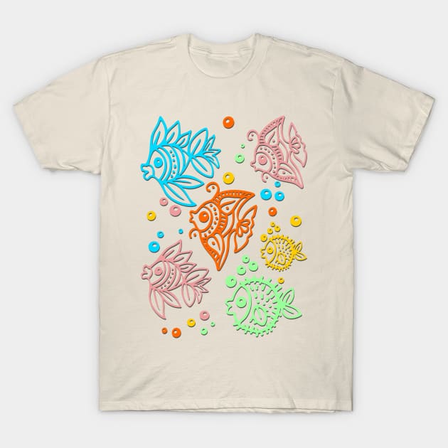 Fish - Batik T-Shirt by BluedarkArt